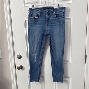 Rag & Bone Distressed Blue Jeans Cate Mid-rise Ankle Skinny